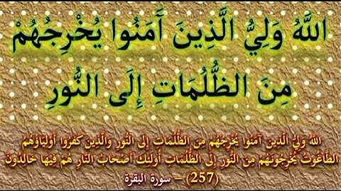 الله ولي الذين ٱمنوا يخرجهم من الظلمات إلى النور _ من سورة البقرة