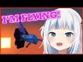 Gura&#39;s first flight in Minecraft [ Gawr Gura / Amelia Watson / Hololive EN ]