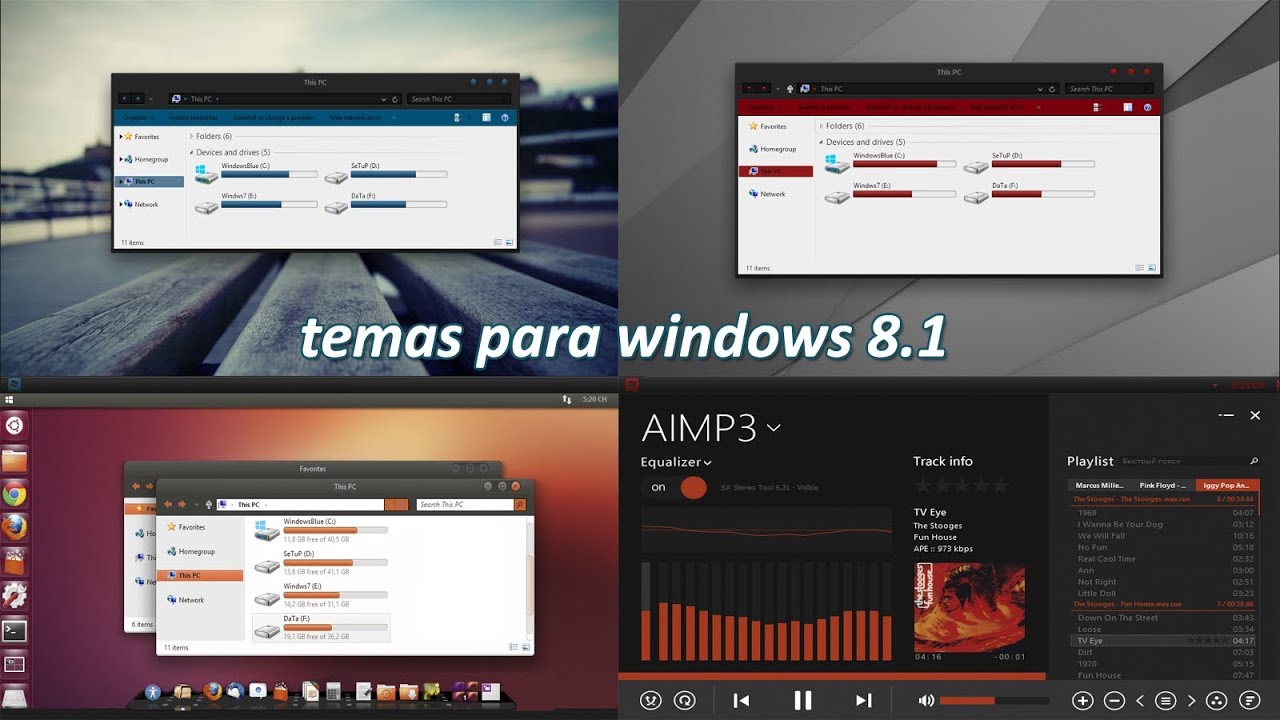 Los mejores temas para Windows 8.1 + skin AIMP3 - YouTube