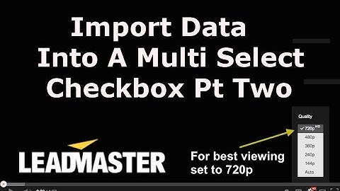 Import Data into a Multi Select Checkbox Pt 2