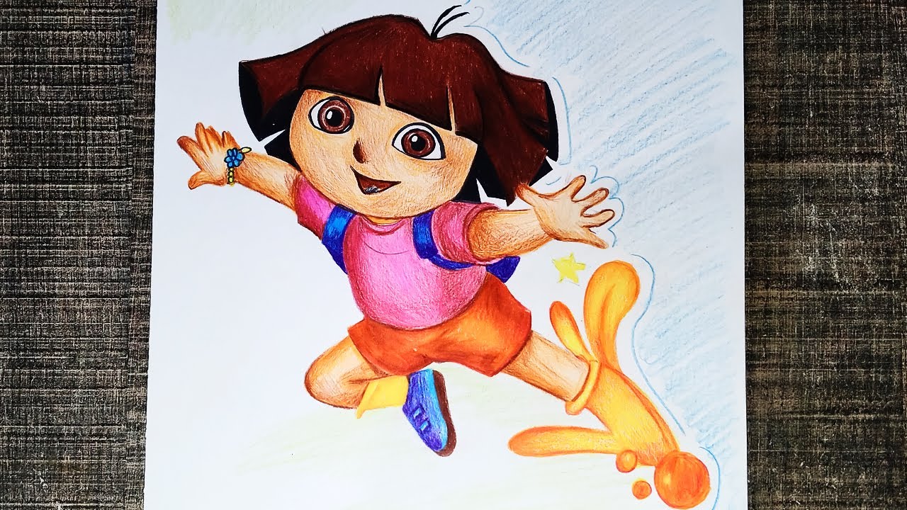 Cartoon colour pencil sketch