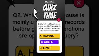 MySQL Quiz | MySQL Practice Questions and Answer for Beginners | Tpoint Tech