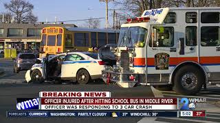 Bus collides with police cruiser in Middle River