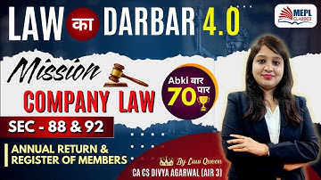 LAW का DARBAR 4.O🔥Mission Company LAW - Class  6 By Divya Agarwal Mam | MEPL
