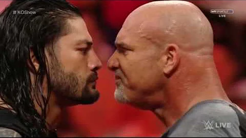 Goldberg and Roman Reigns Spear Braun Strowman on Kevin Owens Show