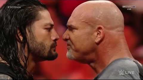 Goldberg and Roman Reigns Spear Braun Strowman on Kevin Owens Show