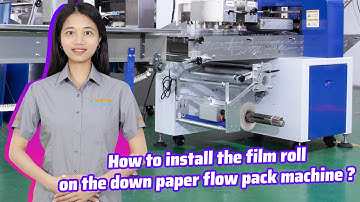 How to install the film roll on the down paper flow pack machine?