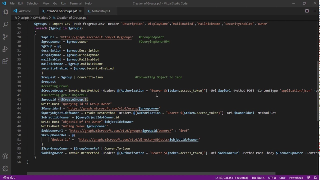 Microsoft Graph Groups Script - YouTube