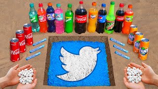 Giant Twitter Logo With Orbeez Coca Cola, Mentos And Popular Sodas Underground