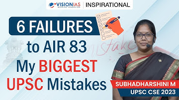 6 FAILURES to AIR 83 | My BIGGEST UPSC Mistakes - Subhadharshini M | AIR 83, UPSC CSE 2023
