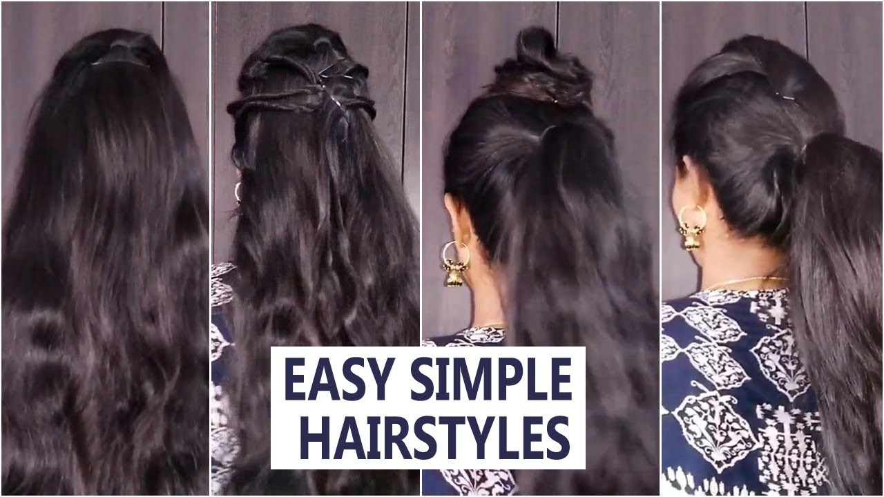 Easy Hairstyles // Simple Hairstyle 2019 Party Hairstyles in Telugu //  School and College Hairstyles - YouTube