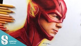 Speed Drawing: The Flash | Barry Allen (Grant Gustin) - Color Pencil | Timelapse | Shreyasfineart