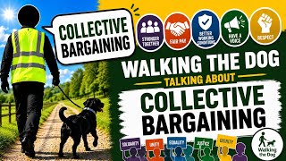 Walking the dog in a hi viz talking about collective bargaining 