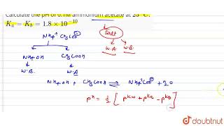 Calculate the pH of 0.1 M ammonium acetate at 25^@C. K_a=K_b=1.8xx10^(-10)  | CLASS 11 | EQUILIB...