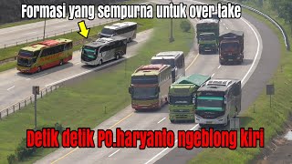 detik detik PO.haryanto ngeblong kiri !! sampai Hino di kepung bus