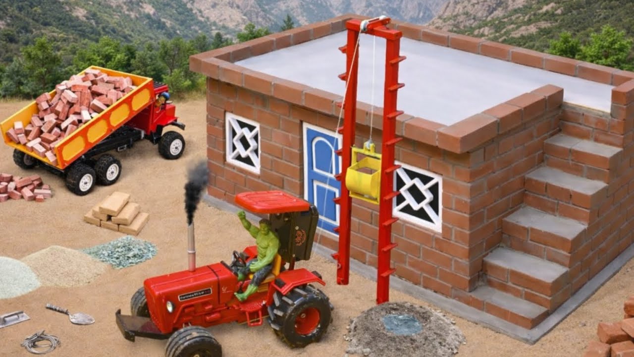 🔥Mini bricks house construction and small tractor & truck💡science projects.
