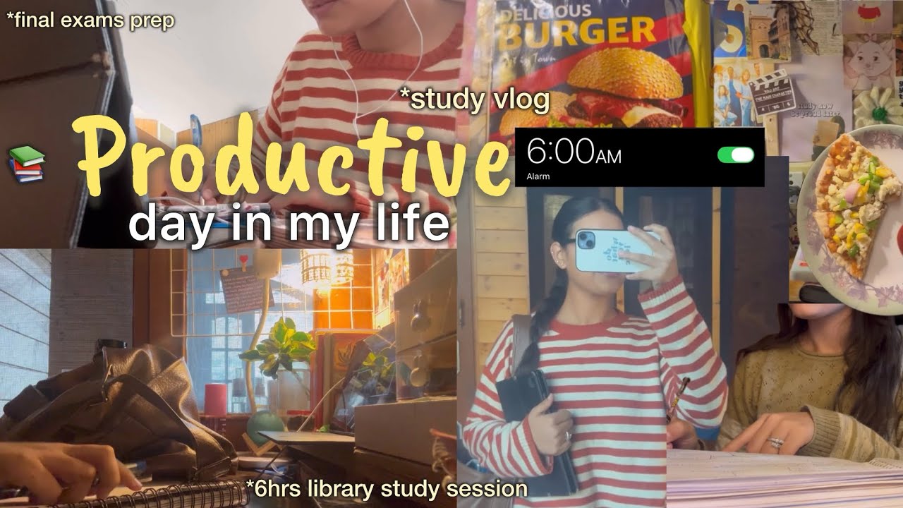 𓍯Productive study vlog 📚|6hrs library study session,motivational,morning routine#study #studyvlog 