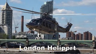 Executive Jet Charter Ltd AW139 landing, engine start and takeoff @ London Heliport G-DCII