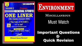 Environment | Ecology | Mahesh kumar barnwal one liner book | One Liners