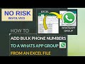 Excel to whatsapp  how to add a bulk of  phone numbers to a whatsapp group from an excel sheet