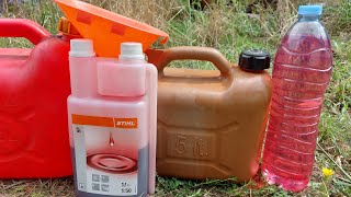 Mezcla Gasolina 2T con aceite Stihl. Two stroke mix 