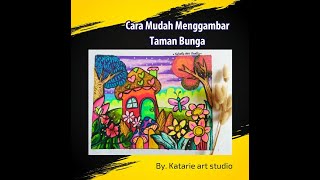 Cara Mudah Menggambar Taman Bunga