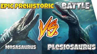 Plesiosaurus Vs. Mosasaurus Battle - Epic Prehistoric Showdown