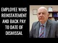 Employee Wins Reinstatement and Back Pay to Date of Dismissal