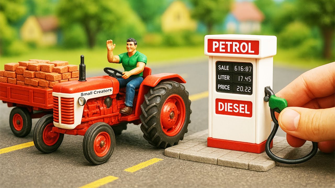 Making mini petrol pump with mini tractor low fuel science projects, diy mini fun constructions