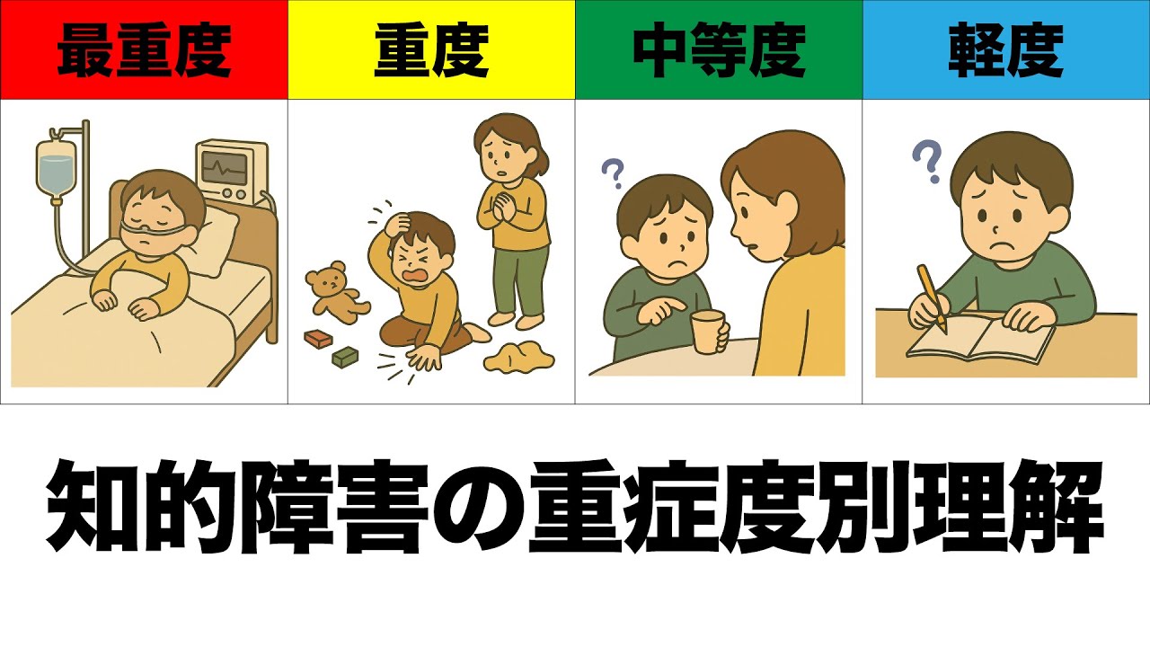【知的障害】軽度〜最重度の知的障害の重症度別理解（軽度、中等度、重度、最重度、強度行動障害、医療的ケア）