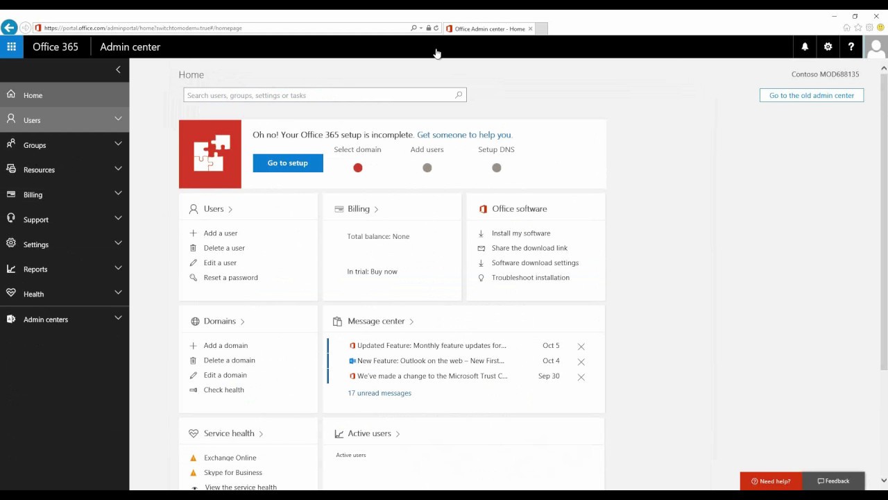 Office 365 Admin Center Tutorial | Office 365 Administration - YouTube