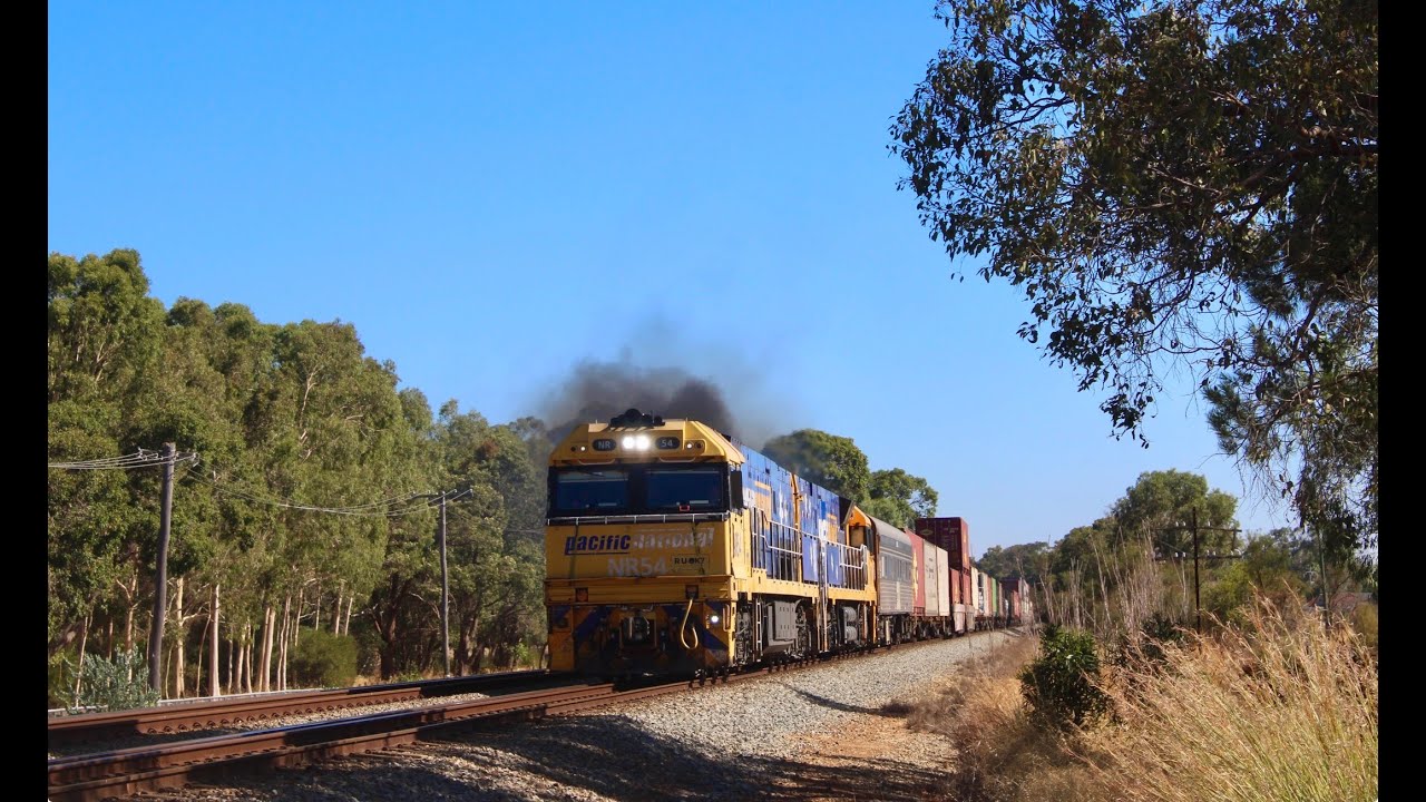 NR54 & NR1 with Pacnats 1PM5 intermodal through Herne Hill, on a warm 39 degree day.