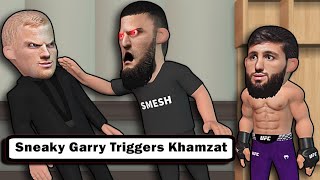 khamzat shoves Ian Garry for slapping his back