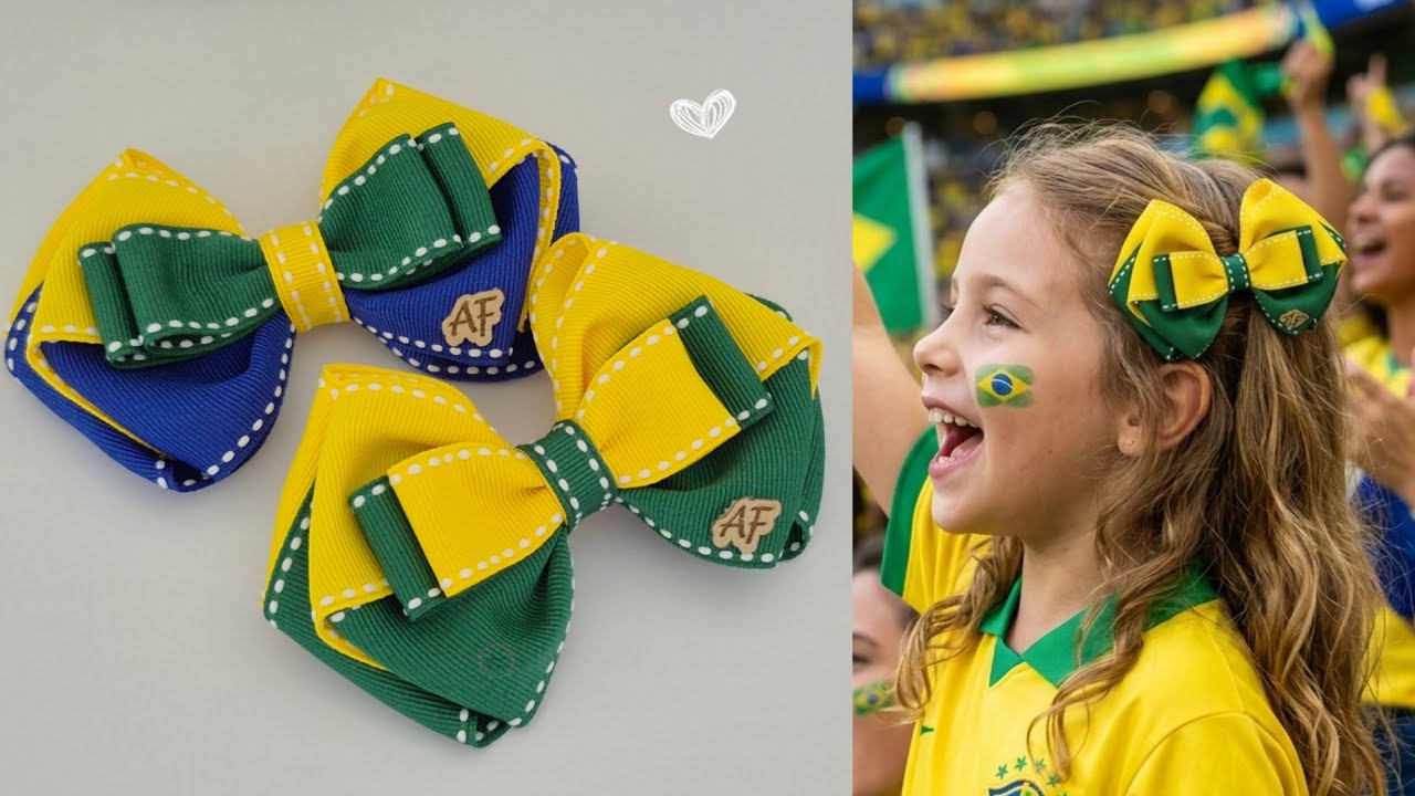 Laço Brasil-Verde e Amarelo/Laço Fácil Iniciante Jaqueline #diy #lacofacil #laçobrasil #lacocopa