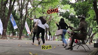 #cowboy_prank. funniest reactions ever. statue scare prank.patung lelucun.#lucu. #statue_scare_prank