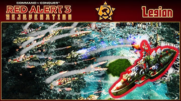Command & Conquer Red Alert 3 skirmish | Rejuvenation Mod (Legion) 1 VS 3 Brutal AI Enemies