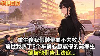 重生後我假裝暈血不再做心肺復蘇去救人，前世我在街邊，救了3個車禍心臟驟停的高考生，卻被他們告上法庭，說我侵犯他們聲譽影響他們高考，他們父母更是無賴竟把我活活打死#小說#重生#爽文#情感故事 #大女主