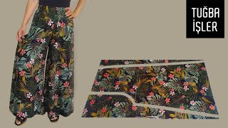 Very Easy Rushed Palazzo Trousers Cutting and Sewing | Tuğba İşler