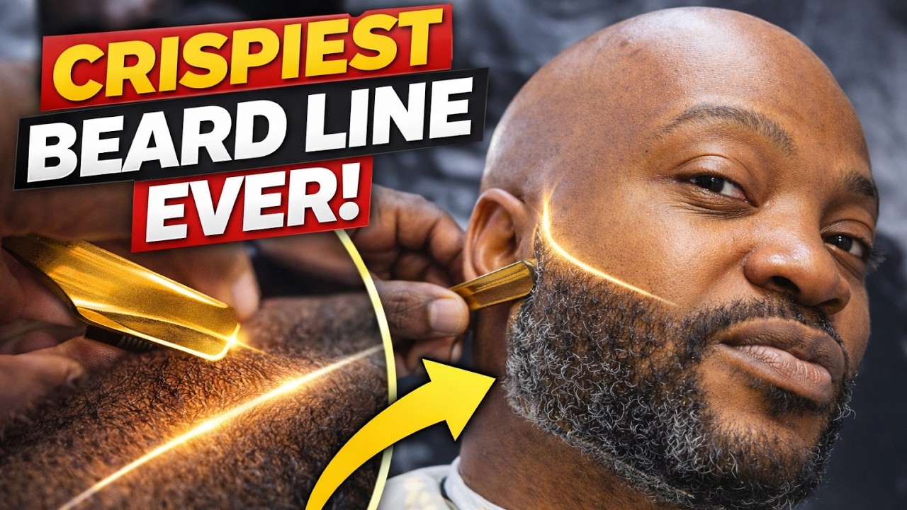 🔥 Crispiest Beard Line Up Ever! Straight Razor Beard Shape Up - YouTube