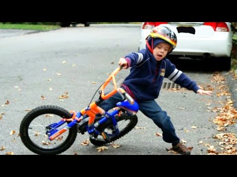 Funny Baby  Clumsy kid Fail with Driving Bike Challenge #woavideo