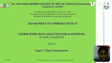 Ms.R.Pavithra|AP|B.Com IT|Data Dictionaries|SNS Institutions