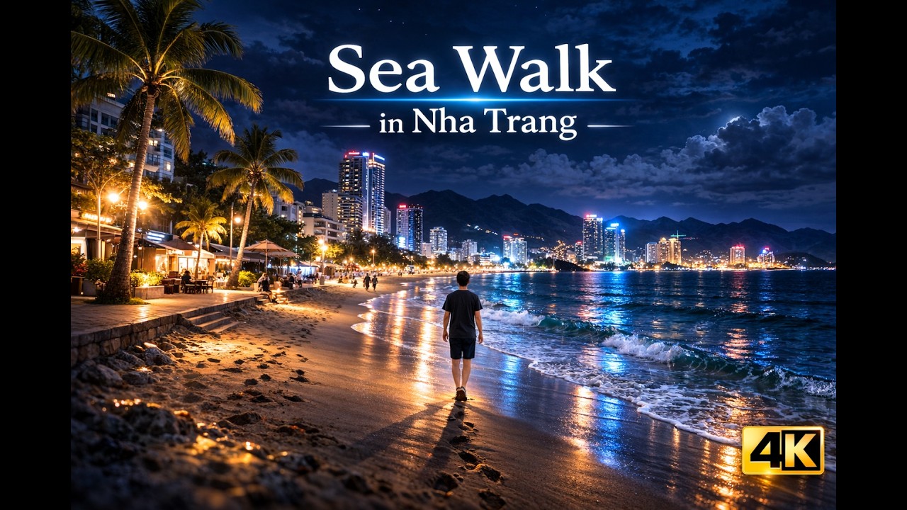 Calm Slow Walk in Nha Trang 🌊 Street & Beach Ambience | No Talking | 4K