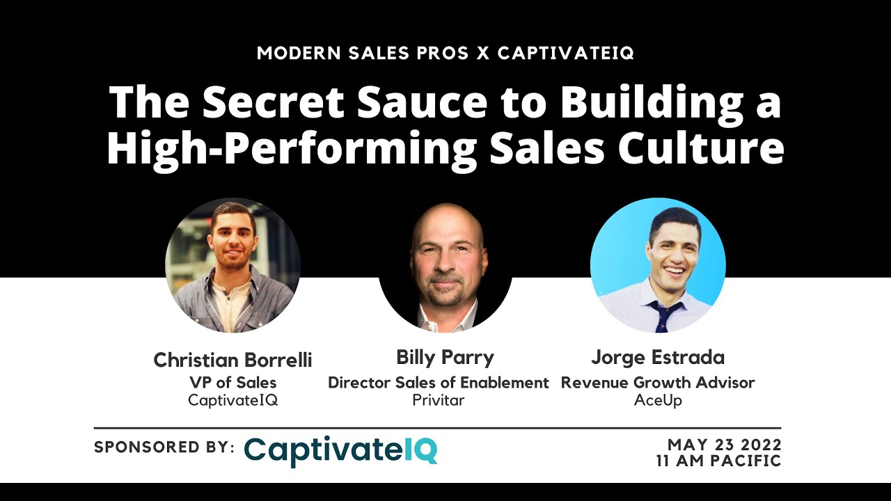 The Secret Sauce to Building a High Performing Sales Culture YouTube