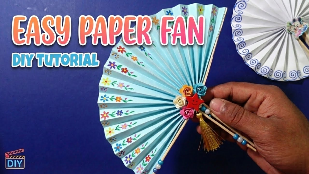 How to make paper fan for kids project | Diy hand fan using paper ...