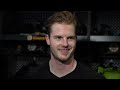 Casey Mittelstadt, David Pastrnak, Victor Soderstrom, and Morgan Geekie talk after B’s 4-1 W vs. UTA