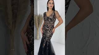 Womens Long Black Evening Dress With Sequins