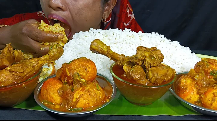 EATING SPICY 🔥 CHICKEN CURRY 🥵, SPICY 🔥 EGG CURRY WITH RICE//EATING SHOW, MUKBANG, ASMR 