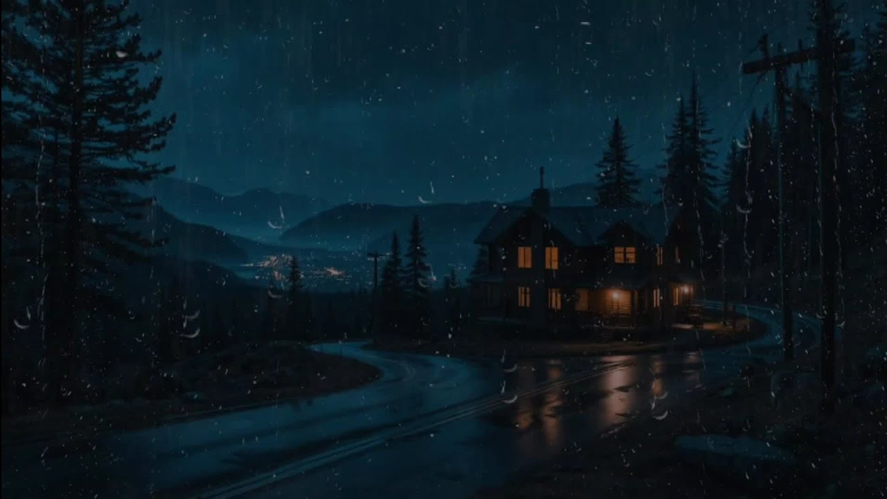Rainy Midnight Cabin in the Forest - Cozy & Road Ambience for Deep Sleep, Focus & Relaxing Rain