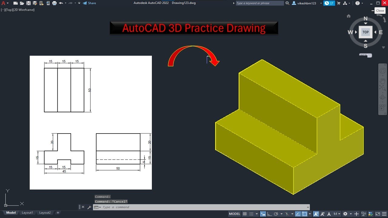 AutoCAD 3D tutorial for beginners - YouTube
