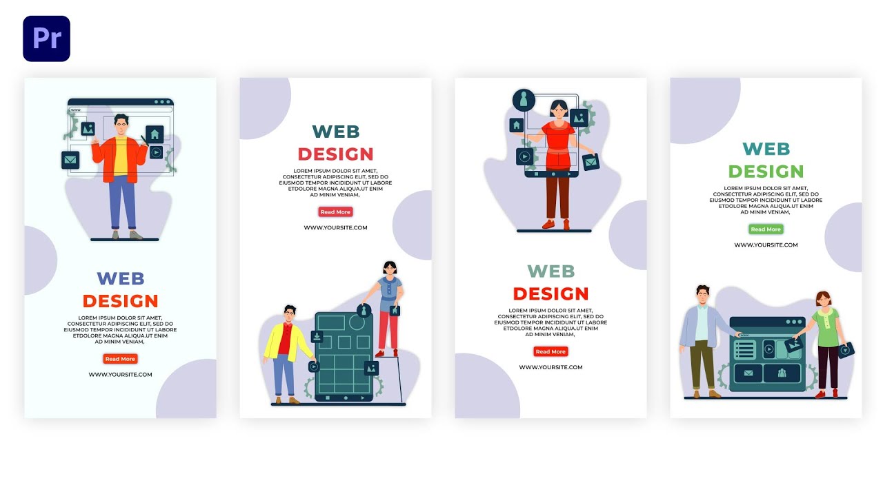 2D Animated Flat Character Web Design Instagram Story Premiere Pro ...